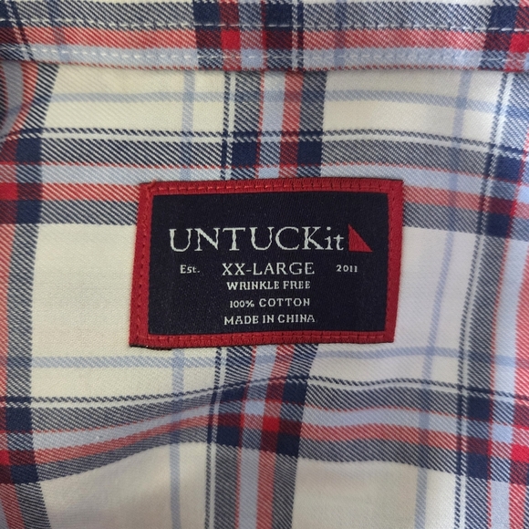 UNTUCKit White, Blue And Red Plaid Long Sleeve Shirt Size XXL - Picture 7 of 7